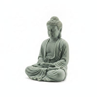 Seated Buddha Figurine Green Sandstone Style Home Decoration Matte Finish