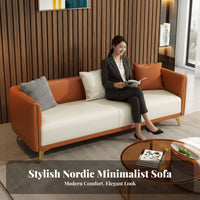 Light Luxury Design Straight-Line 3-Person Settee Pet-Friendly Couch Scratch-Resistant Lounge Seating Minimalist Design for Apartment Dwellers, Families, Young Adults, Living Room, Reception Area, Shop, Office