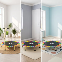 Foldable Trampoline Rainbow Round Trampoline Elastic-Band for Kids, Young Children, Indoor, Playroom, Bedroom