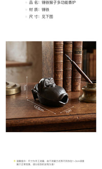 European Retro Cast Iron Monkey Incense Burner Decorative Ornament