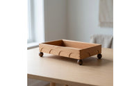 Wooden Tray with Feet Rectangular Wooden Storage Tray Open-Top Desktop Organizer for Entryway