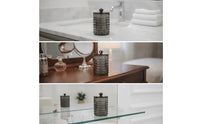 Qtip Holder Acrylic Vanity Organizer with Lid Diamond-Texture Swab Holder for Washroom Counter, Dressing Table