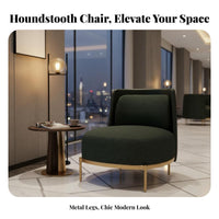 Houndstooth Armchair Light Luxury Aesthetic Patterned Upholstered Armchair Modern Design Comfortable Backrestrest