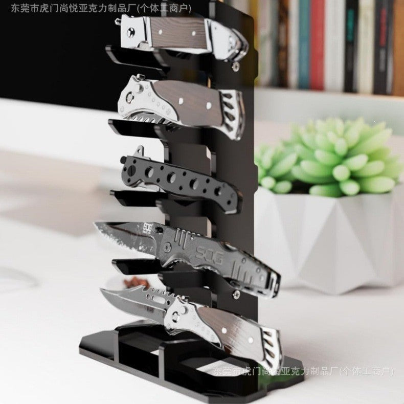 Acrylic Knife Display Stand for 7 Knives, Clear/White/Black