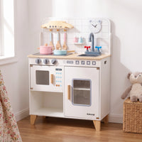 Wooden Play Kitchen Child-Friendly Kitchen Pretend Play Set with Oven for Kids, Children, Playroom, Daycare, Bedroom