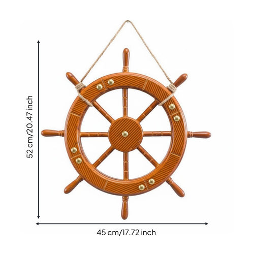 Ship Wheel Wall Decor Classic Nautical Wooden Nautical Steering Wheel Rustic Design Wall Hanging for Bar, Restaurant, Man Cave