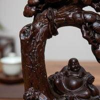 Ebony Wood Buddha Sculpture Zen Design House Decoration for Living Room, Desktop