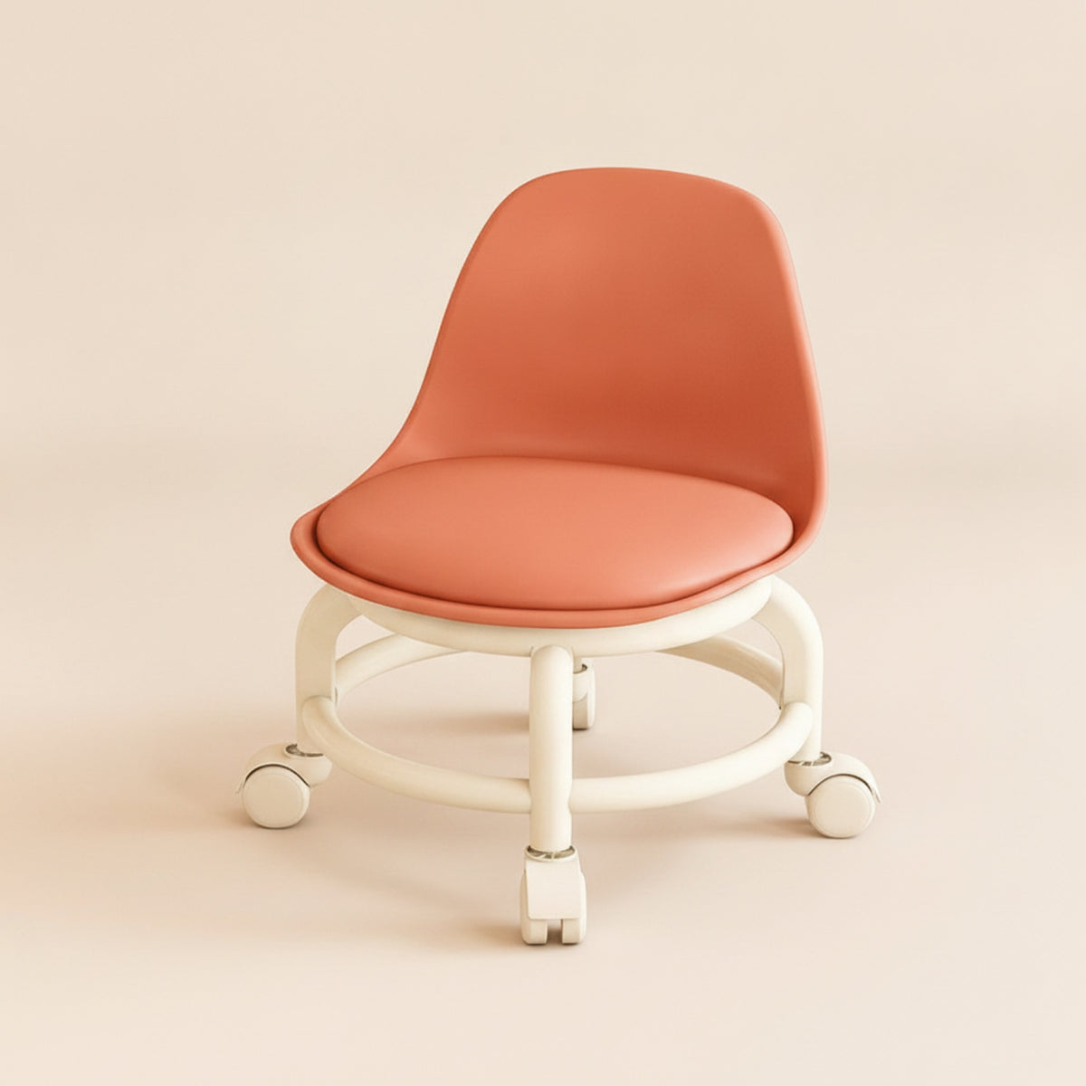Cushioned Low Rolling Stool Comfortable Rolling Stool with Back Rest Compact Small for Vanity