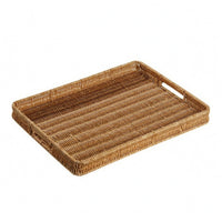 Handwoven Tray Basket Open-Top Wicker Tray Basket Look Home Storage