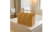 Rectangular Woven Basket with Handle Portable Storage Basket with Handles Structured Multipurpose for Closet, Bedroom, Kitchen, Entryway
