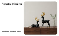 Housewarming Gift Origami Design Deer Ornament Golden Accents Nordic Elk Sculpture Minimalist for TV Stand, Living Room, Bookshelf