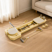 Foldable Reformer Bed Long Frame Mini Pilates Reformer Support Handles Mini Pilates Board for Home Gym