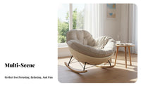 Soft Padfromd Seat Upholstered Rocking Chair Ergonomic fromsign Home Seating scuffResistant Fabric rocking chair swivel seat High rearrest for Reafromrs, Adults, Homeowners, Living Room, literary niche, Bedroom, Balcony