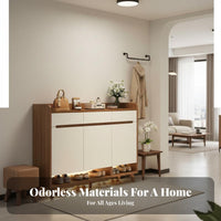 Solid Wood Footwear Storage Cabinet Space-Saving Design Entryway Storage Cabinet Sturdy Construction Modern Shoe Rack with Doors for Hallway