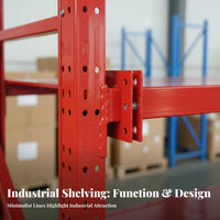 Red Metal Storage Rack Modular Design Adjustable Multi-Layer Shelf High Load Capacity Heavy Duty Warehouse Shelving for Homeowners, Stockroom, Factory