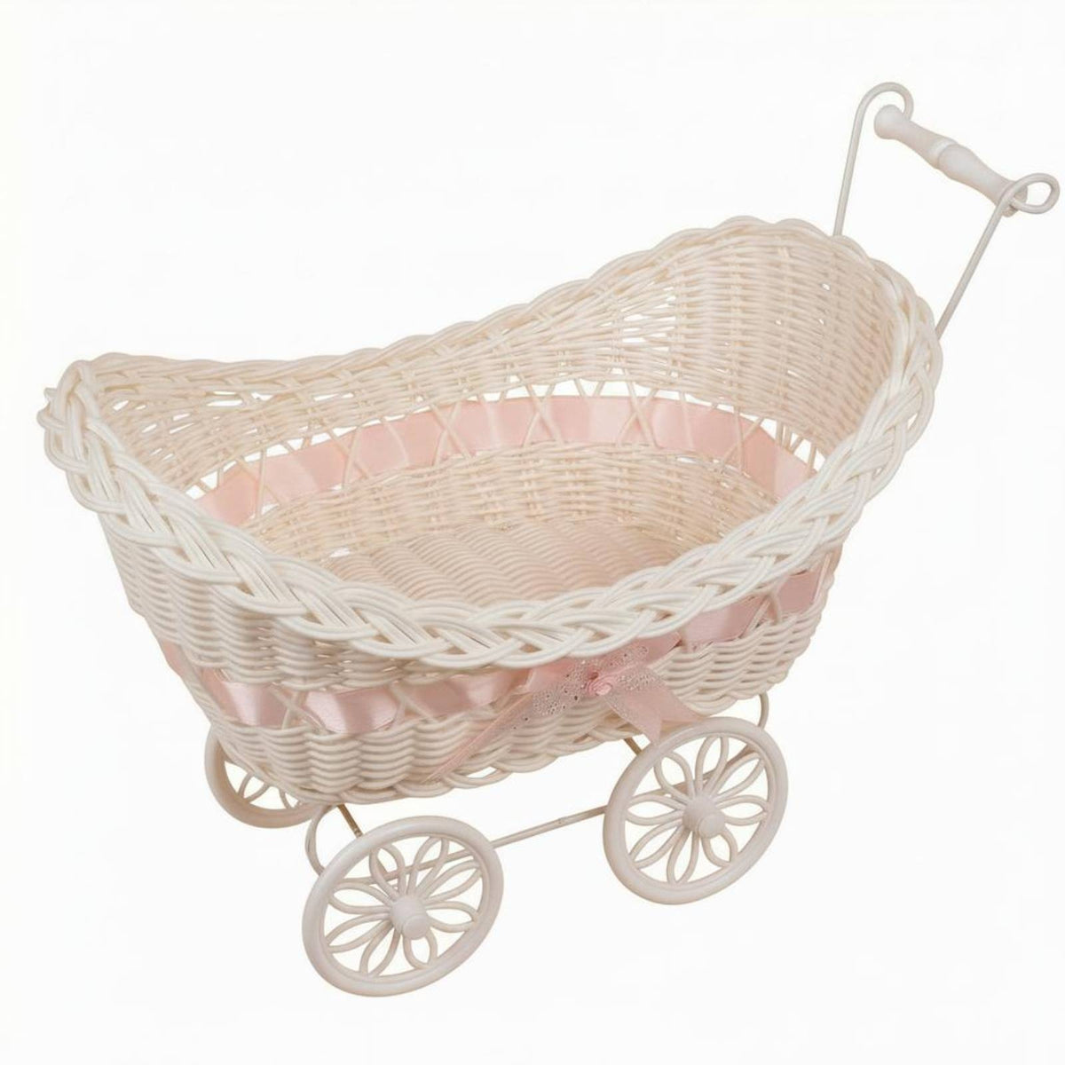 Tricycle Flower Basket Pink Home Decor Woven for Display