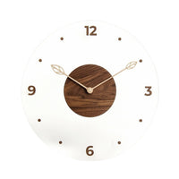 Clock with Walnut Center Modern Wall Clock with Glass Lens Wooden for Homeowners
