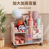 Yoga Mat Storage Basket with Wheels for Fitness Equipment