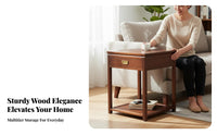 2-Tier Side Table with Drawer Timeless Design Household Furniture Accessible Shelf Easy Assembly for Parents, Students, Office
