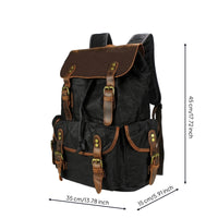 Waxed Canvas Backpack Retro Backpack with Leather Trim Classic Rucksack for Journeyers, Travel