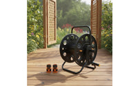 Hose Reel Cart Hand-Crank Hose Reel with Wheels Heavy-Duty for Garage