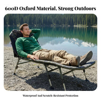 600D Oxford Cloth Adjustable Camping Cot Metal Frame Reclining Camping Cot Round Support Feet