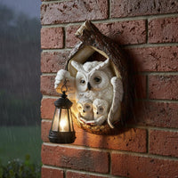 Solar Owl Wall Light Decorative Garden Decor Weatherproof for Yard, Patio