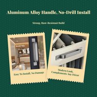 No-drill handle, Sliding Door Pull, pressure-sensitive Aluminum Alloy, Easy Installation, Modern Design, Suitable for glass, wooden, and cabinet doors