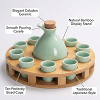 Japanese Sake Set Ceramic 12-Piece Minimalist Style