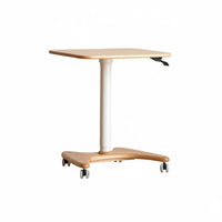 Height Adjustable Rolling Desk Space Saving Pneumatic Lift Side Table Sturdy Construction Rolling Bedside Table for Adults, Remote Workers, Study Room