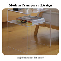 Clear C-Table Modern Design Nightstand Space-Saving for Bedroom, Office, Adults