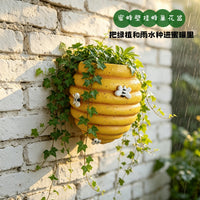 创意蜂窝蜜蜂壁挂花盆室内外墙面垂吊盆栽容器个性园艺装饰摆件