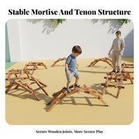 Carbonized Wood Toy Blocks Mortise and Tenon Design Carbonized Wood Blocks Sensory Training Interlocking Construction Logs for Preschoolers, Backyard