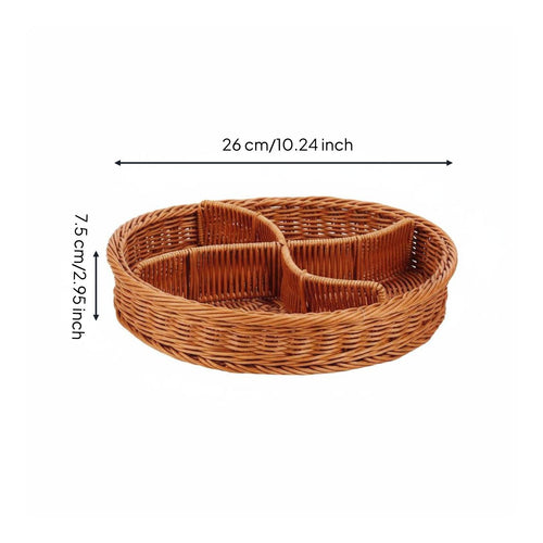 Compartment Fruit Tray Handwoven Woven Snack Basket Lightweight for Home Display