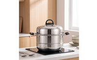 Steamer Pot with Lid Large Stainless Steel Steamer Cookware Double-Handled Domed for Home Cooks, Stovetop, Kitchen