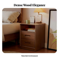 Multi-Storage Nightstand Walnut Finish Single-Drawer Cabinet with Shelf