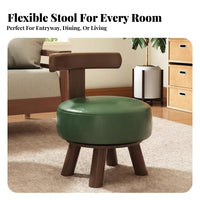 Round Swivel Ottoman Solid Wood Construction Low Stool Padded Seat for Children