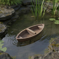 Miniature Floating Boat Realistic Wood Look Resin Boat Figurine