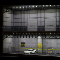 1:64光影造物场景两层车库地下停车场车模灯光小汽车收纳展示架