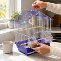 Small Metal Bird Cage for Parakeets Finches Canaries Breeding