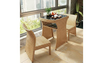 3 Pieces Balcony Furniture Set Space-Saving Design Wicker Balcony Conversation Set Weather-Resistant Rattan Table and Chairs for Terrace, Garden