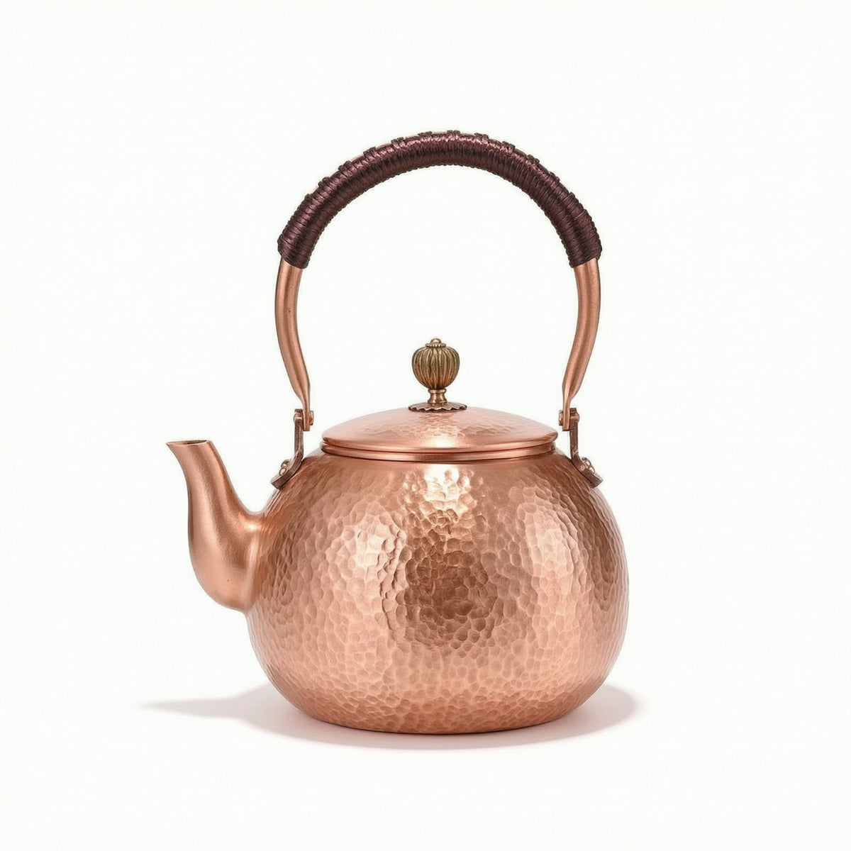 Tea Kettle with Heat-Resistant Handle Easy to Clean Copper Kettle with Lid