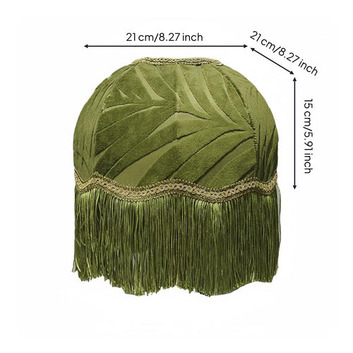 Green Textile Lampshade Handmade Tassel Lamp Shade Retro & Design for Bedroom