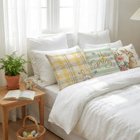 Easter Bunny Pillow Cover Machine Washable Easter Pillow Cover Zipper Bunny Print Throw Pillow Case for Families, Living Room, Sofa, Armchair