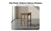 Chinese Design Design Small Occasional Table Solid Wood Construction Square Wooden Pedestal Traditional Joinery Tea Stand Decorative for Culture Enthusiasts, Apartment Dwellers, Living Room, Bedroom, Balcony, Office