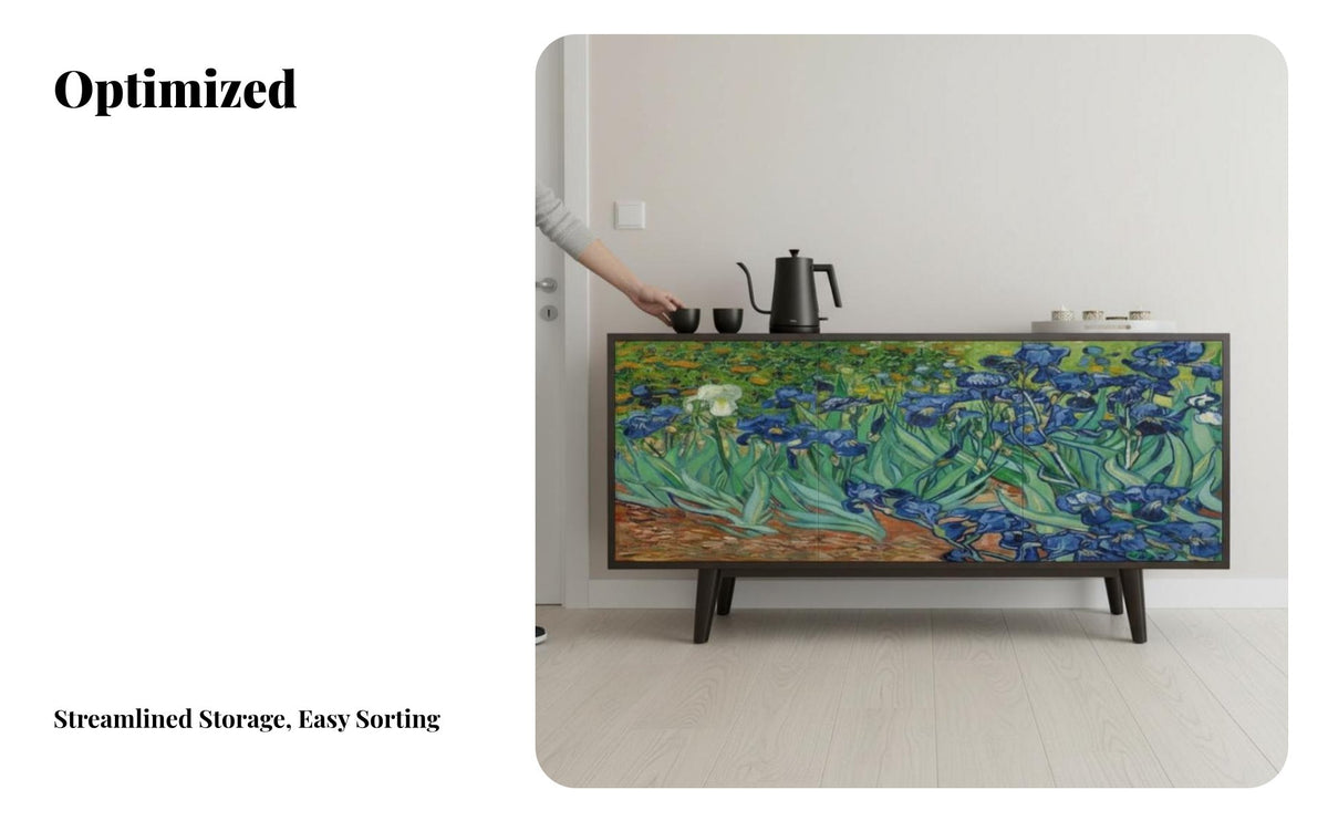 Modern Minimalist and aesthetic 2-Door graphic print Cabinet Multifunctional Sideboard Sturdy Construction Storage Furniture metallic highlights for Interior Design connoisseurs, homeowners, Renters, Entryway, Living Room, Hallway, Kitchen