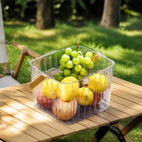 Transparent Drawer Organiser, Pantry Organiser Storage Basket with Handles, 23.5x20.5x16.8cm Multi-Purpose for Snacks, Office