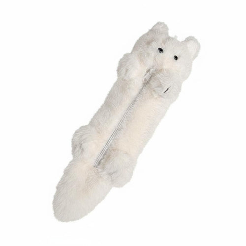 Red-Furred Animal Pencil Case Soft-Sided Soft Pencil Cute Design Stuffed Red-Furred Animal Pouch for Students