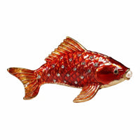 Alloy Golden Carp Figurine fishing ornament Rhinestone Accents Koi fishing Trinket Box for Office Desk, Dresser