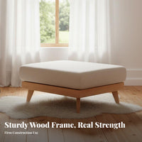 Minimalist Design Upholstered Wooden Footstool Space Saving paddinged Wood-Frame Stool Soft Seat Footrest long-lasting Construction for Apartment Dwellers, Homeowners, Living Room, Lounge Area, Entryway, Home Office
